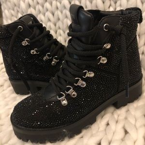 Sequin combat boots
